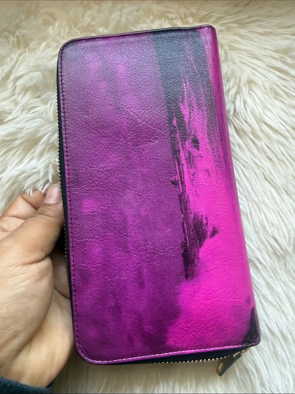 Paul Smith Purple and Black Palm-Print Zip Wallet